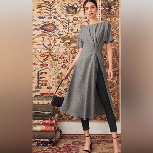 3/25$ SHEIN Waist High Thigh split short sleeve dress in Gray - size M/6.